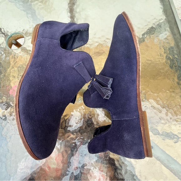 Charlotte Stone Blue Suede Ankle Booties - Picture 6 of 12